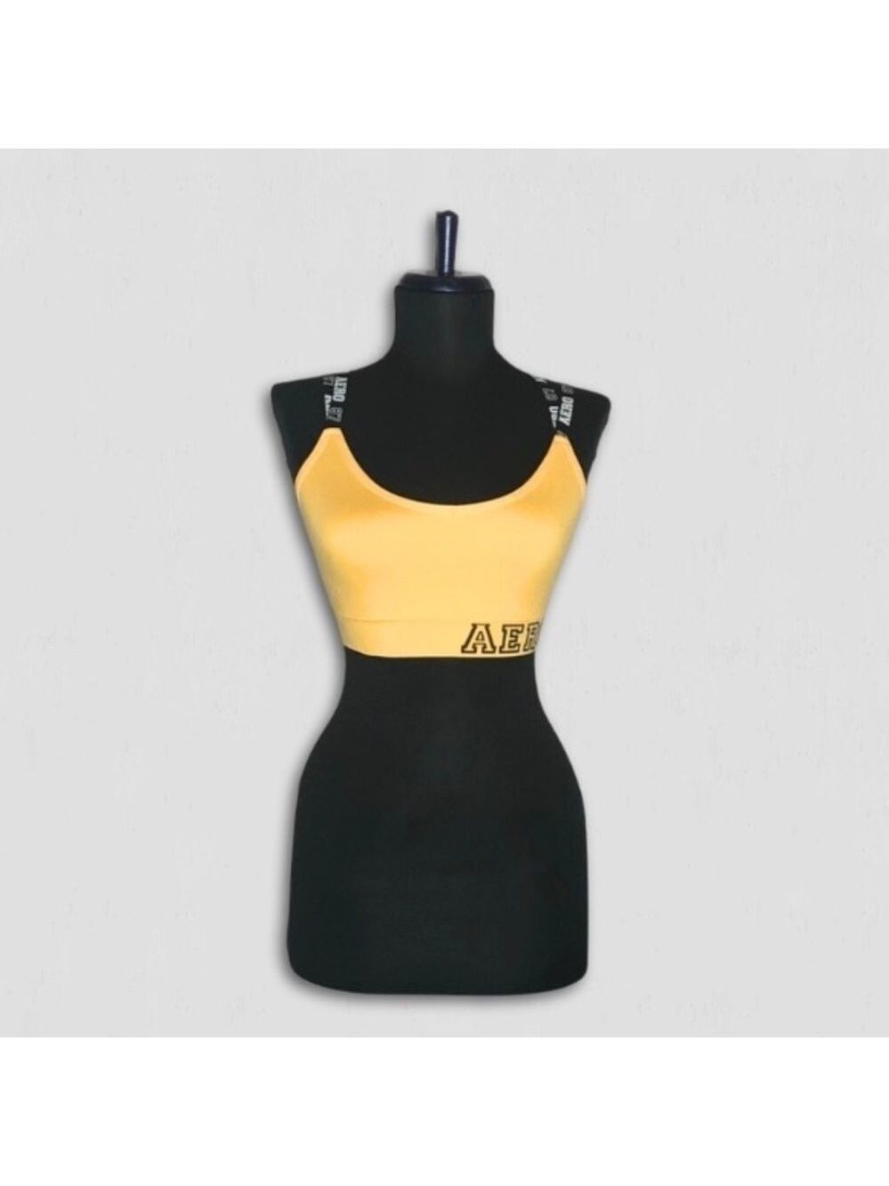 Aero Sports Bra Yellow and Black Criss Cross Back Small